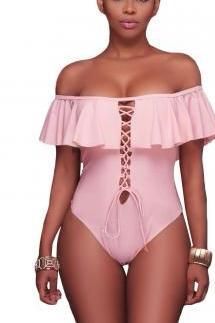 baby Pink Ruffle Off-The-Shoulder One Piece Swimsuit Material : 82%Nylon+18%Spandex Flounce Pattern, Swimsuit Material, Pink Ruffle, Swimsuit Fashion, One Piece For Women, Plus Size Swimwear, Monokini, One Piece Swimwear, Women Swimsuits