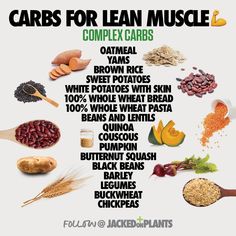 Lean Muscles, Complex Carbs, Good Carbs, Food Health Benefits, Healthy Carbs, Muscle Food, Muscle Building, Food Facts, Plant Based Protein