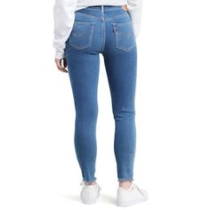 Trendy Fitted Jeggings With Frayed Hem, Fitted Mid-rise Bottoms With Frayed Hem, Casual Fitted Jeggings With Frayed Hem, Fitted High Rise Pants With Frayed Hem, Fitted High-rise Pants With Frayed Hem, Spring Bottoms With Slim Fit And Standard Cut Leg, Fitted Bottoms With Frayed Hem For Fall, Levi's Trendy High Waist Jeans, Trendy Levi's High Waist Jeans