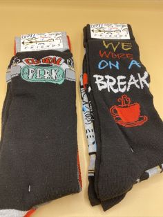 4 Pairs Of Friends TV Show Novelty Socks 90s Television Sz 6-12 Chandler Ross. Condition is "New with tags". Shipped with USPS First Class. CL2 2 packs of 2 pairs of socks. Casual Graphic Print Socks For Streetwear, Casual Multicolor Graphic Print Socks, Friends Show Quotes, Pjs Women, 90s Television, Friends Merchandise, Friends Tv Show Quotes, Friends Tv Series, Package Ideas