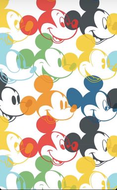 an image of mickey mouses with different colors and shapes on it's face