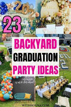 23 The Best Backyard Graduation Party Ideas We're Obsessed Over Graduation Backyard Party, Outdoor Graduation Party Ideas, Backyard Graduation Party Ideas, Graduation Picnic, Outdoor Graduation Party, Unique Graduation Party Ideas, Boho Graduation, Graduation Table Centerpieces, College Graduation Party Decorations