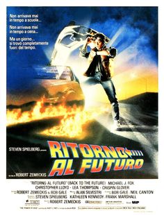 the back to the future movie poster with an image of a man on a skateboard