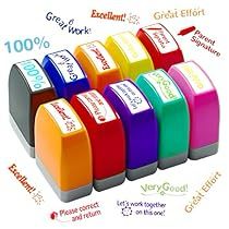 a row of different colored ink cartridges with the words great work written on each one