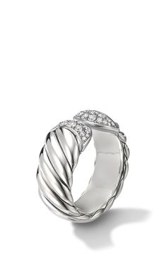 Sterling silver. Pavé diamonds, 0.43 total carat weight. Ring, 10mm. Imported. Style Name:David Yurman Sculpted Cable Ring With Pavé Diamonds. Style Number: 6058428. David Yurman, Pave Diamonds, Rings For Men, Nordstrom, Engagement Rings, Silver