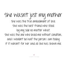 the poem she was just my mother, written in black ink on white paper with pink writing