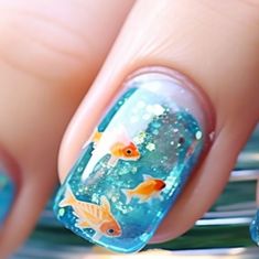 Goldfish Nails, Lovely Nails, Nail Idea, Toe Nail Designs, Freaking Awesome, Beautiful Nail Art, Gorgeous Makeup, Mail Art, Gorgeous Nails