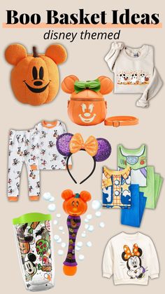 various items that include mickey mouse ears and other disney themed items are shown in this image