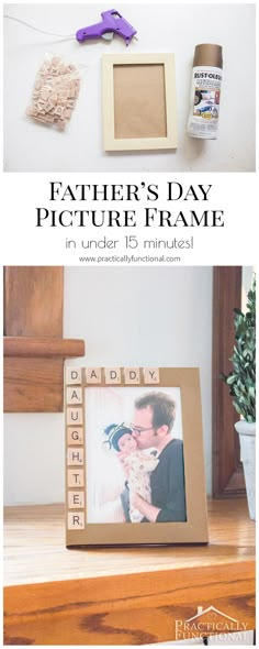 father's day picture frame in under $ 1 minutes with free printables