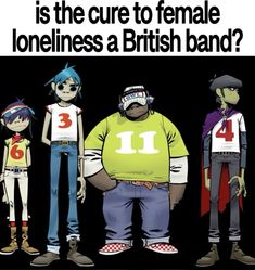 an ad for the british band's album, which features three cartoon characters in different outfits