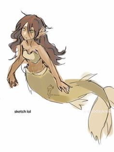 a drawing of a mermaid with long hair