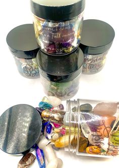 This listing is for one 4 oz mystery jar filled with magical minerals, crystal cuties, witchy jewels, and other fabulous surprise possibilities! ✨ "Confetti" jars are random and could include any combination of the gems shown in the photos or may include others that didn't make it to the photo shoot. 🙃Crystals may include fluorite, amethyst, quartz, lapis lazuli, moonstone, citrine, carnelian, or any of the other magicians found in my shop. You may even find yourself with charoite, aquamarine, Handmade Magical Healing Crystals, Gem Show, Witchy Jewelry, Crystal Magic, Crystal Gifts, Healing Stones, Crystal Items, Things To Buy, The Magicians