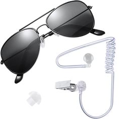 PRICES MAY VARY. Plastic SECURITY GUARD COSTUME ACCESSORIES - You will receive 1 pair of secret service earpiece and 1 pair of toy spy sunglasses. Your costume with sunglasses and fake earpiece costume is perfect for you to play cool roles such as security guards and secret agents during Halloween party or other events. VERSATILE USE - Spy glasses costume and security earpiece are ideal accessories for Halloween parties and related agent/police/detective costume theme events, which can easily en Secret Service Costume, Security Guard Costume, Security Costume, Fbi Costume, Mib Costume, Agent Costume, Spy Costume, Guard Costume, Glasses Costume