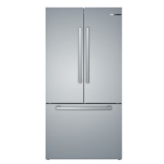 a stainless steel refrigerator freezer sitting next to each other on a white background with clippings