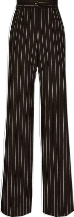 Vertical Stripes Long Pants For Work, Chic Wide Leg Bottoms With Vertical Stripes, Chic Pants With Contrast Stripes, Chic Trousers With Contrast Stripes, Chic Pinstripe Trousers, Vertical Stripes Pants For Workwear, Chic Pinstripe Straight Pants, Chic Straight Pants With Vertical Stripes, Chic Wide-leg Striped Pants