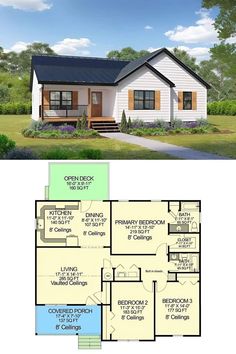 the floor plan for this small house is very simple and has lots of space to put in