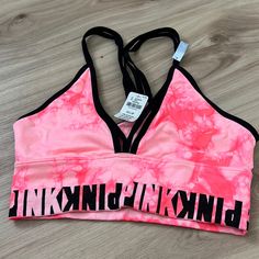 Victorias Secret Pink Sports Bra Size Xs Brand New With Tags Make Me An Offer! Casual Orange Sports Bra For Gym, Trendy Pink Sports Bra For Workout, Trendy Pink Sports Bra, Casual Pink Sports Bra For Loungewear, Red Sports Bra, Victoria Secret Pink Bras, Gray Sports Bra, Red Bra, White Sports Bra