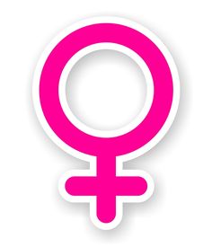 a pink female symbol on a white background