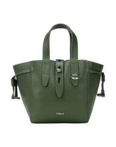 Small Textured leather Brand logo Solid color Internal pocket Framed closure Double handle Daytime Contains non-textile parts of animal origin Bucket Bag With Rolled Double Handles For Errands, Green Leather Bags With Rolled Handles, Green Leather Shoulder Bag With Rolled Handles, Leather Office, Handbags Online, Mini Tote, Coach Swagger Bag, Office Fashion, Kate Spade Top Handle Bag