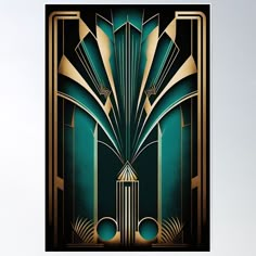 High-quality posters to hang in dorms, bedrooms or offices. Multiple sizes are available. Printed on 185gsm semi gloss poster paper. Additional sizes are available. Gold and Teal Art Deco Art Deco Designs, Fridge Panel, Art Deco Interior 1920s, Art Deco Branding, Art Deco Pattern Design, Jewel Tone Art, Teal Art Deco, New Orleans Courtyard, Gold Art Deco Pattern