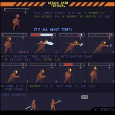 an old school computer game showing how to use the character's abilities for different types of