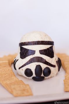 a star wars themed dessert is displayed on a plate