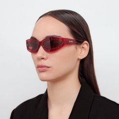 Red Lense Sunglasses, Face Shapes Guide, Wrap Sunglasses, Chain Scarf, Men's Optical, The Attico, Rose Shop, Solid Brown, Matthew Williamson