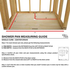 the instructions for how to install and use shower pan measuring guide, including an extension