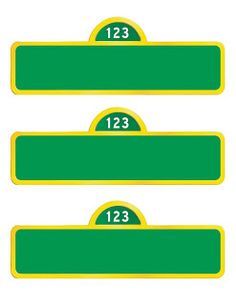 three green and yellow numbered labels with numbers on them