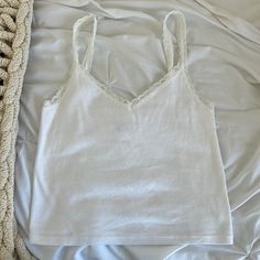 In Perfect Condition Never Worn Without Tags One Size Cotton V-neck Camisole For Brunch, White Cotton Tank Top For Brunch, Tops Brandy Melville, Brandy Melville Tank Top, Brandy Melville Tank, Brandy Melville Tops, Brandy Melville, Brandy, Color White