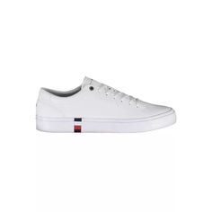 Stylish Sports Shoe For Men. White Color With Contrasting Details. Laces For A Secure Fit. Logo For Brand Recognition. Made With High-Quality Polyester Material. Comfortable Durable Design. Material: 20% Polyester 60% Leather 20% Polyethylene. Classic Tommy Hilfiger Leather Sneakers, Classic Tommy Hilfiger Sneakers With Round Toe, Tommy Hilfiger Sporty Sneakers, Tommy Hilfiger White Sneakers With Cushioned Footbed, White Tommy Hilfiger Sneakers With Cushioned Footbed, White Tommy Hilfiger Sneakers With Rubber Sole, Tommy Hilfiger White Cushioned Sneakers, White Leather Tommy Hilfiger Sneakers, White Tommy Hilfiger Sneakers For Sports