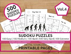 sudoku puzzles for children and adults to play on the table with their own printable pages