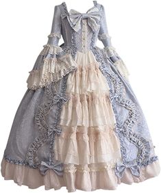 Amazon.com: Women's Marie Antoinette Costume 18th Century Dress Halloween Cosplay Court Dresses Baroque Victorian Ball Gown Sky Blue : Sports & Outdoors Victorian Dress Costume, 1800s Dresses, Victorian Ball Gowns, Gothic Victorian Dresses, Gaun Abad Pertengahan, Victorian Gown, 18th Century Dress