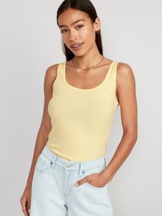 Our First Layer tank top is fitted, fabulous & soft.  Great outfits start here ➡️ Scoop neck.  Sleeveless arm openings.  Rib-knit cotton-blend, with comfortable stretch.  Fitted through body.  Women's tank top hits below waist.  Models are wearin Great Outfits, Layered Tank Top, Top Hits, T Shirts Women, Layering Tanks, High Leg Boots, Knit Cotton, Vest Top, Petite Size