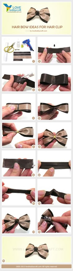 the instructions for how to make a bow tie out of old ribbon and duct tape