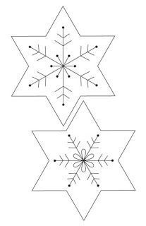 three snowflakes are shown in the shape of four pointed stars, each with an individual's own design