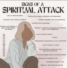 a poster with the words signs of a spiritual attack on it's back side