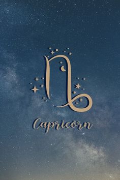 the zodiac sign capricorn against a night sky background with stars and crescents