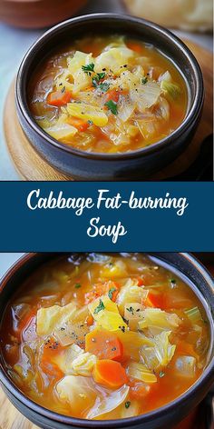 This Cabbage Fat-Burning Soup is a hearty, low-calorie dish packed with nutritious vegetables. It's designed to be filling and satisfying, making it a great addition to a weight loss plan or a healthy meal option. Healthy Cabbage Soup, Cabbage Fat Burning Soup, Soup Cabbage, Low Calorie Soup Recipe, Low Fat Soups, Cabbage Diet, Cabbage Recipes Healthy, Cabbage Benefits, Cabbage Soup Diet Recipe