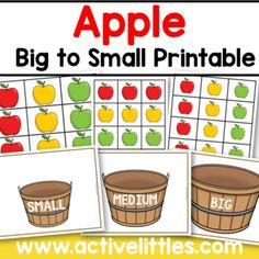 apple themed big to small printables