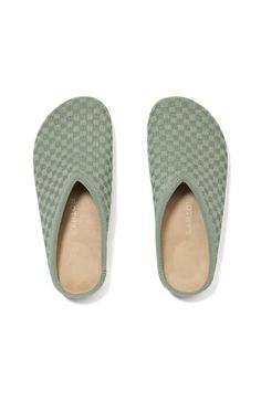 Featuring a breathable hemp upper with a basketweave pattern, a contoured footbed and a roomy fit, The Casual Clog is easy, modern and extra comfy. Runs a bit big. We recommend going down half a size for best fit. Soft, V topline upper knit with a natural hemp-textured basketweave pattern. Plush, contoured footbed provides arch support with every step. Durable tan rubber outsoles with ribbed details for added traction. Machine Washable: Toss in the wash. Air dry. Wear again and again. Please not Green Comfortable Slippers With Textured Footbed, Comfortable Synthetic Clogs With Textured Sole, Comfortable Clogs With Textured Footbed, Comfortable Closed Toe Clogs With Woven Sole, Casual Clogs With Textured Comfortable Footbed, Comfortable Green Slip-ons With Cushioned Footbed, Casual Synthetic Slippers With Woven Sole, Casual Slip-on Slippers With Woven Sole, Comfortable Slippers With Woven Sole And Round Toe