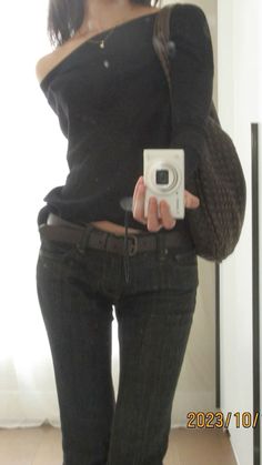 Black Jeans Outfit Flare, Flare Jeans Low Rise Outfit, Low Rise Jeans Outfit Autumn, Dark Wash Low Rise Flare Jeans, Miss Sixty Outfit, Bootcut Fall Outfit, Black Low Rise Flare Jeans Outfit, Autumn Outfits Flare Jeans, Off The Shoulder Fall Outfit