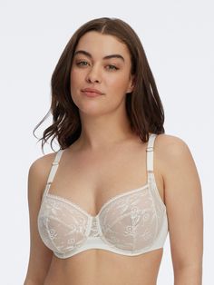 Embrace the perfect blend of comfort and allure in our Lacy bra. Crafted with delicate floral lace and silky stretch fabric, this bra provides exceptional support and a great fit for fuller busts. Pair it with the Lacy High Rise Brief for the perfect set. Full coverage 4-part lace cups enhance your natural shape Tulle liner at the bottom and side for a lightweight lift Scalloped, stretch lace top cup gives you beautiful containment 2-ply stretch jersey back provides a smooth look Fully adjustabl Stretch Lace Top, Garter Belt Lingerie, Lace Bra Top, White Lace Bra, Lacy Bra, Girdles, Coverage Bras, Bra Models, Support Bra