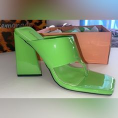 Green Wedge Sandal Brand New Original Box Trendy Summer Sandals For Shopping, Green Wedges, Black Open Toe Heels, Blue Suede Heels, Kitten Heel Shoes, Heeled Mules Sandals, Platform Wedge Heels, Western Booties, Salvatore Ferragamo Shoes