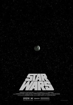 the poster for star wars is shown in front of a black background with white stars