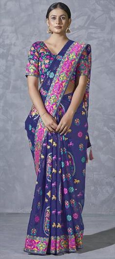 Blue color Saree in Silk cotton fabric with Weaving, Zari work Blue Cotton Dupatta With Cutdana, Festive Blue Cotton Saree, Festive Blue Cotton Dupatta, Blue Cotton Embroidered Saree, Blue Embroidered Cotton Saree, Blue Cotton Saree For Diwali, Blue Festive Fabric With Motifs, Blue Cotton Traditional Wear With Motifs, Blue Saree Fabric For Festive Occasions