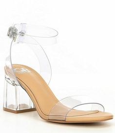 Short Clear Heels, Synthetic Closed Toe Sandals With Clear Strap, Ankle-high Medium Width Synthetic Sandals, Medium Width Ankle-high Synthetic Sandals, Clear Wedding Shoes, Coaching Outfits, Hoco Shoes, Homecoming Heels, Clear Pumps