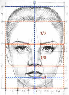 a drawing of a woman's face is shown with the lines drawn across it