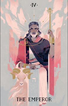 an image of the emperor and his goat in front of him with words above it