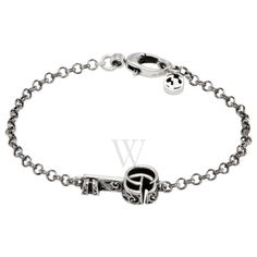 Gucci Ladies Bracelets. SKU: YBA6322070010. Color: Silver. Metal Type: Sterling Silver. Metal Stamp: 925-Sterling. Gucci Ladies 925-Sterling Silver Double G Key Bracelet. The Gucci bracelet is made from 925 Sterling silver with aged finish, a clasp closure, Double G key with arabesque engraving. Made in Italy. Gucci Bracelet, Key Bracelet, Arabesque, Metal Stamping, Womens Bracelets, Types Of Metal, 925 Sterling Silver, Stamp, Women Jewelry